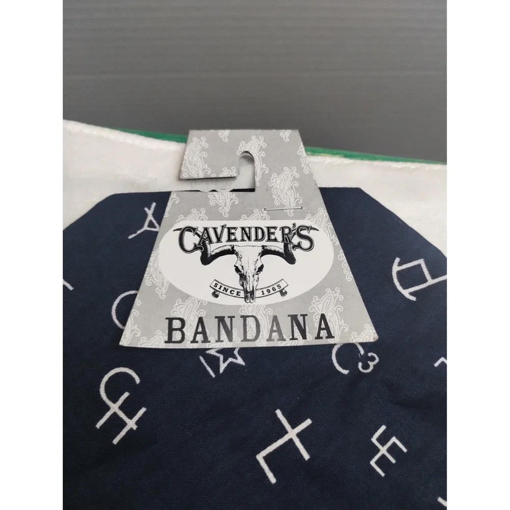 Cavenders Western Cattle Brand Bandana Navy Blue Cotton Cowboy Scarf Made in USA